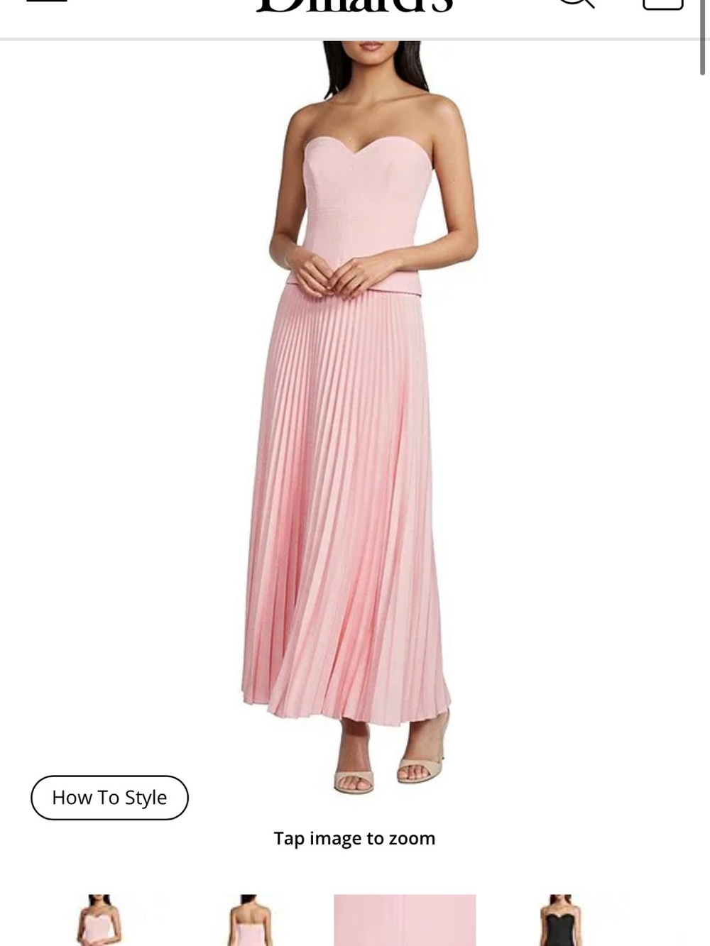 ANTONIO MELANI Strapless Pleated Maxi Dress in Light Pink